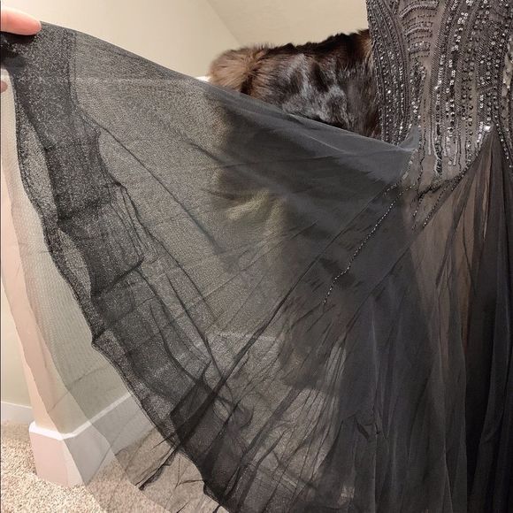 Custom Gorgeous Strapless Matte Sequins & Beads Fishtail Gown - Picture 12 of 16